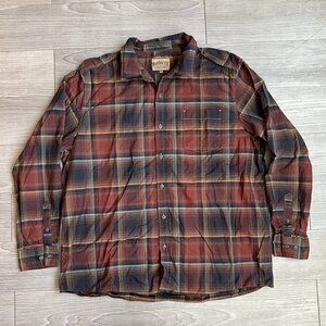 North River Brown Plaid Button Down Long Sleeve Western Ranch Shirt Size XXL